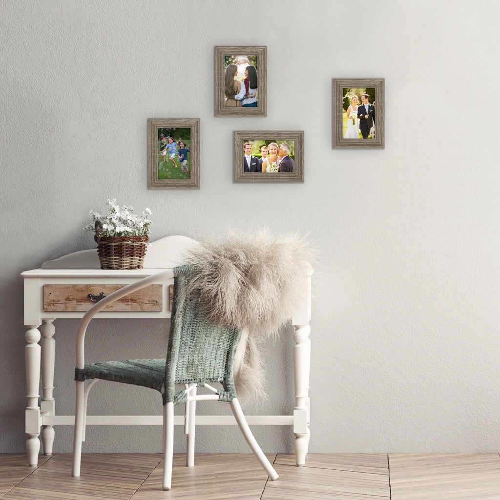 4X6 Traditional Gallery Wall Picture Frame, Rustic Gray, Set of 4