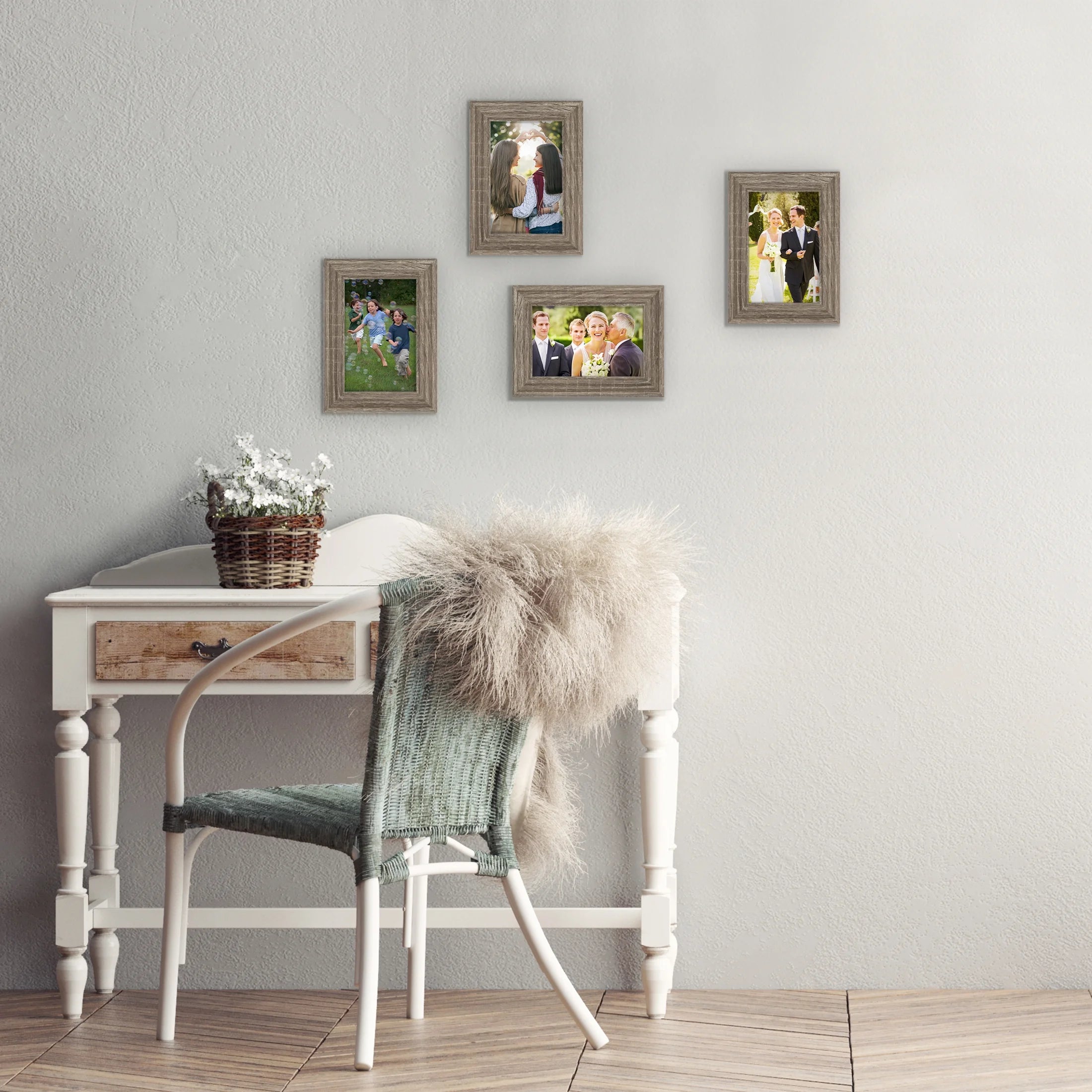 4X6 Traditional Gallery Wall Picture Frame, Rustic Gray, Set of 4
