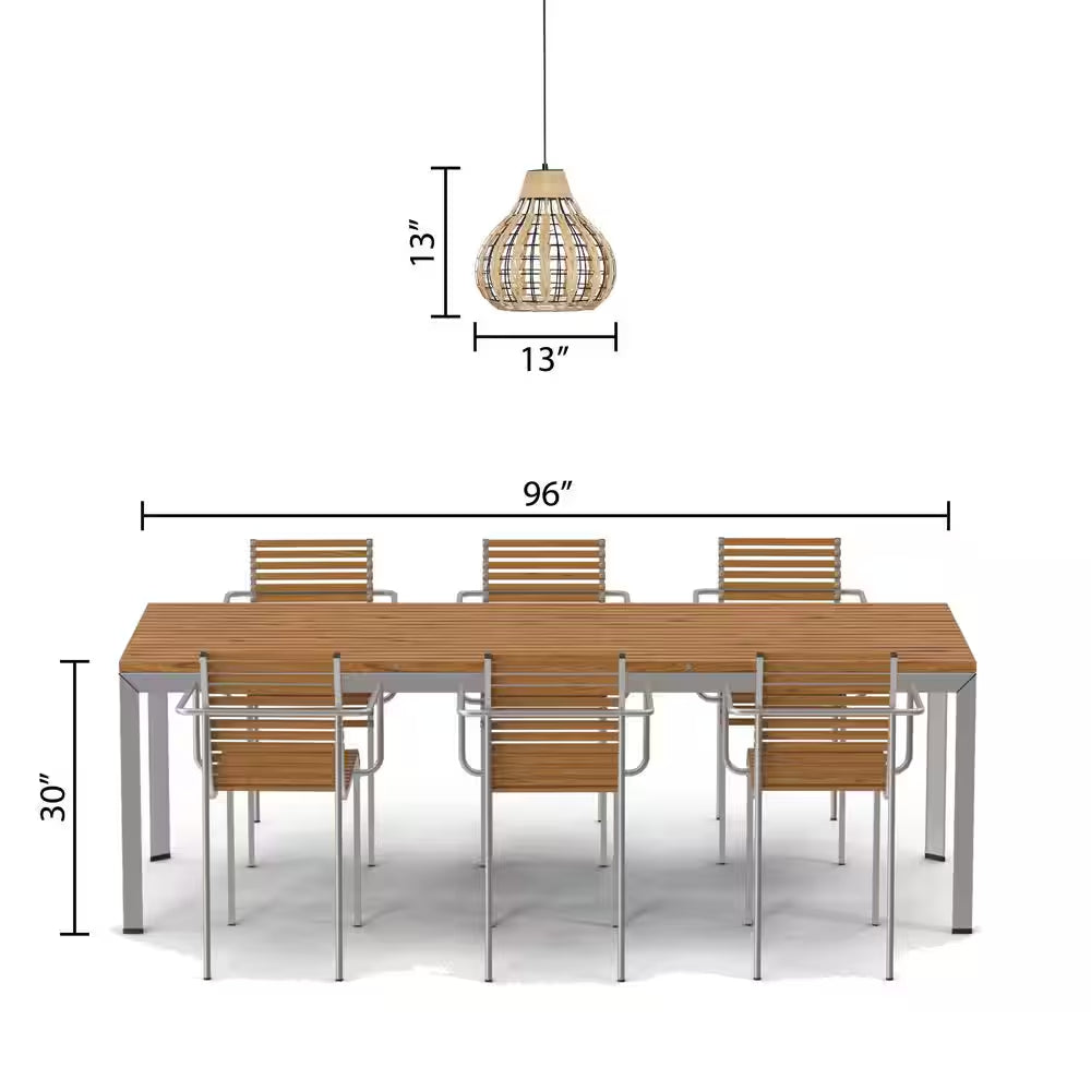 Everett 13 In. 1-Light Black Pendant with Natural Rattan Metal Shade