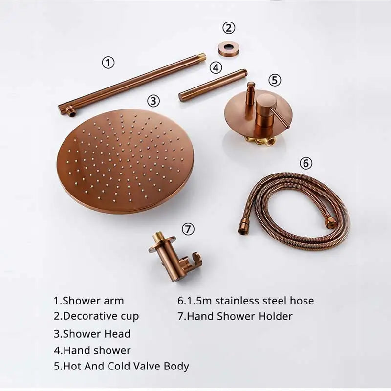 Brushed Rose Gold Shower Set