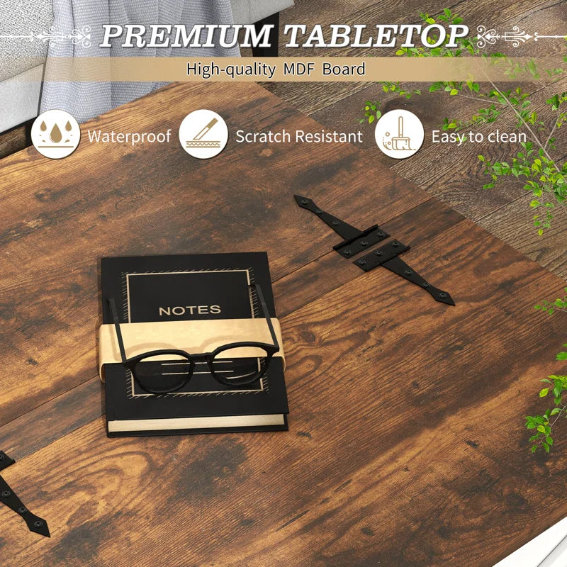 Farmhouse Square Storage Coffee Table with Hinged Lift Top
