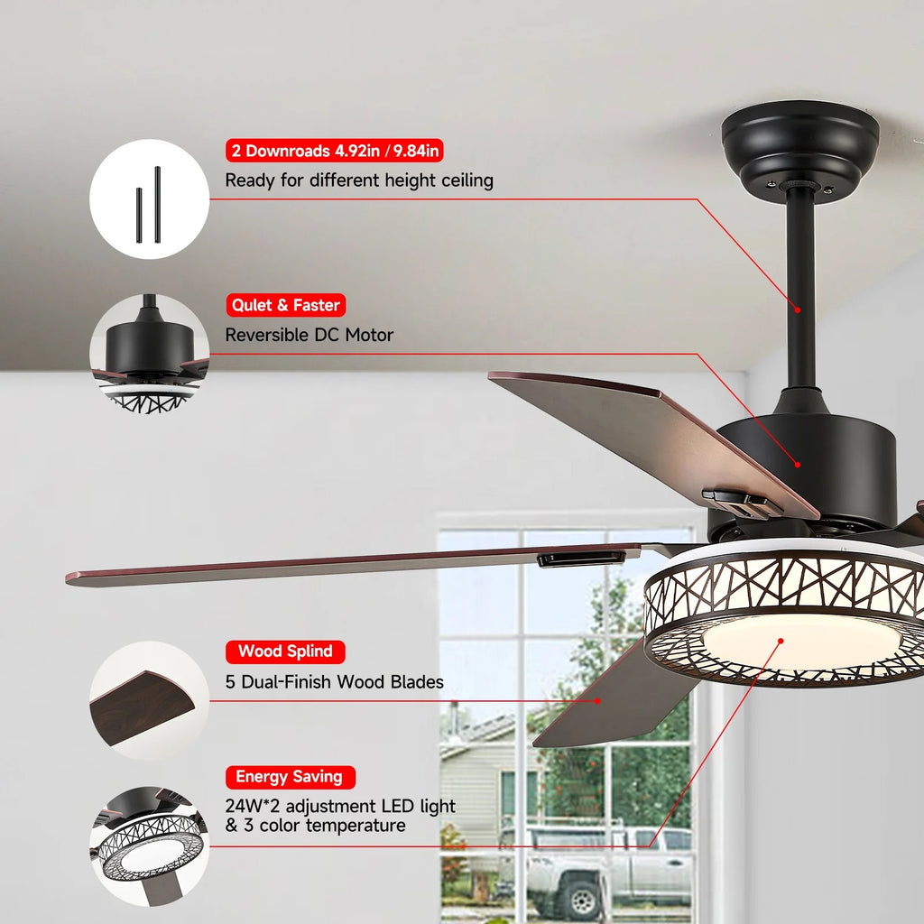 Walnut Wood Ceiling Fan