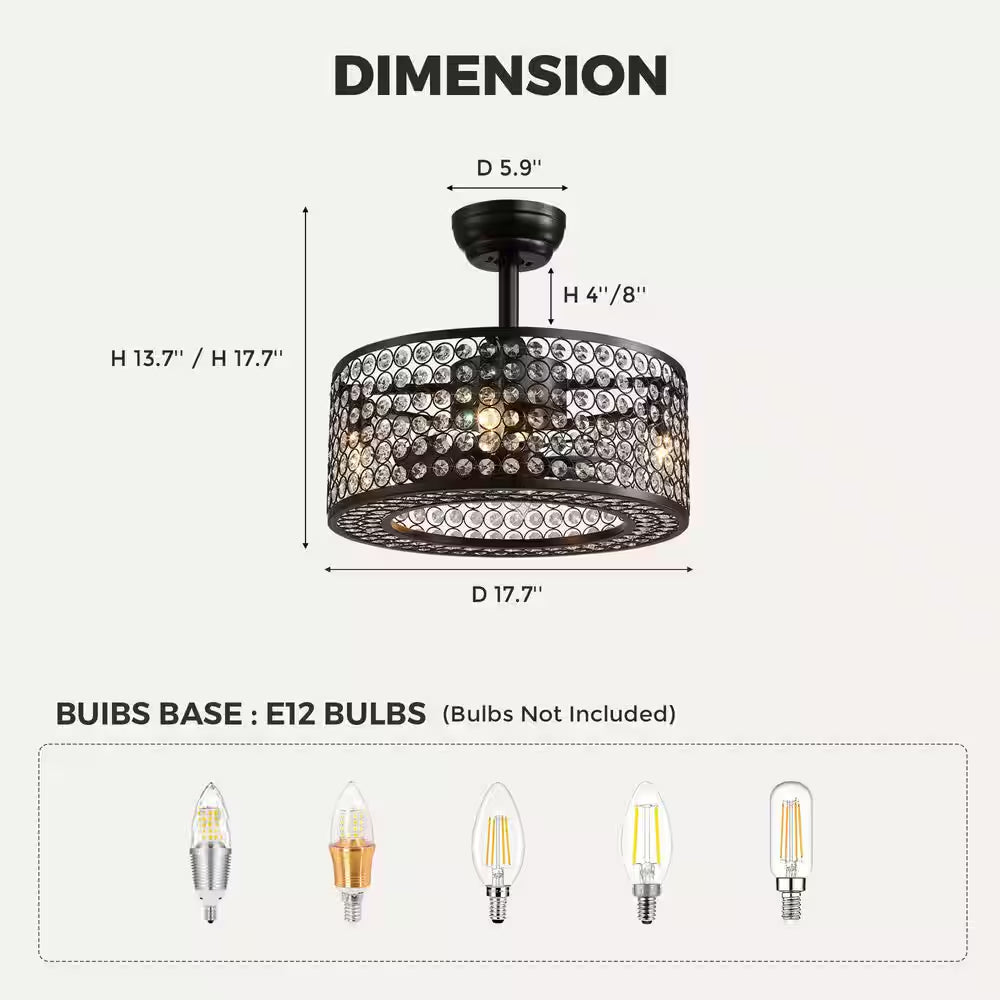 17 In. Black Ceiling Fan