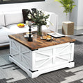 Farmhouse Square Storage Coffee Table with Hinged Lift Top