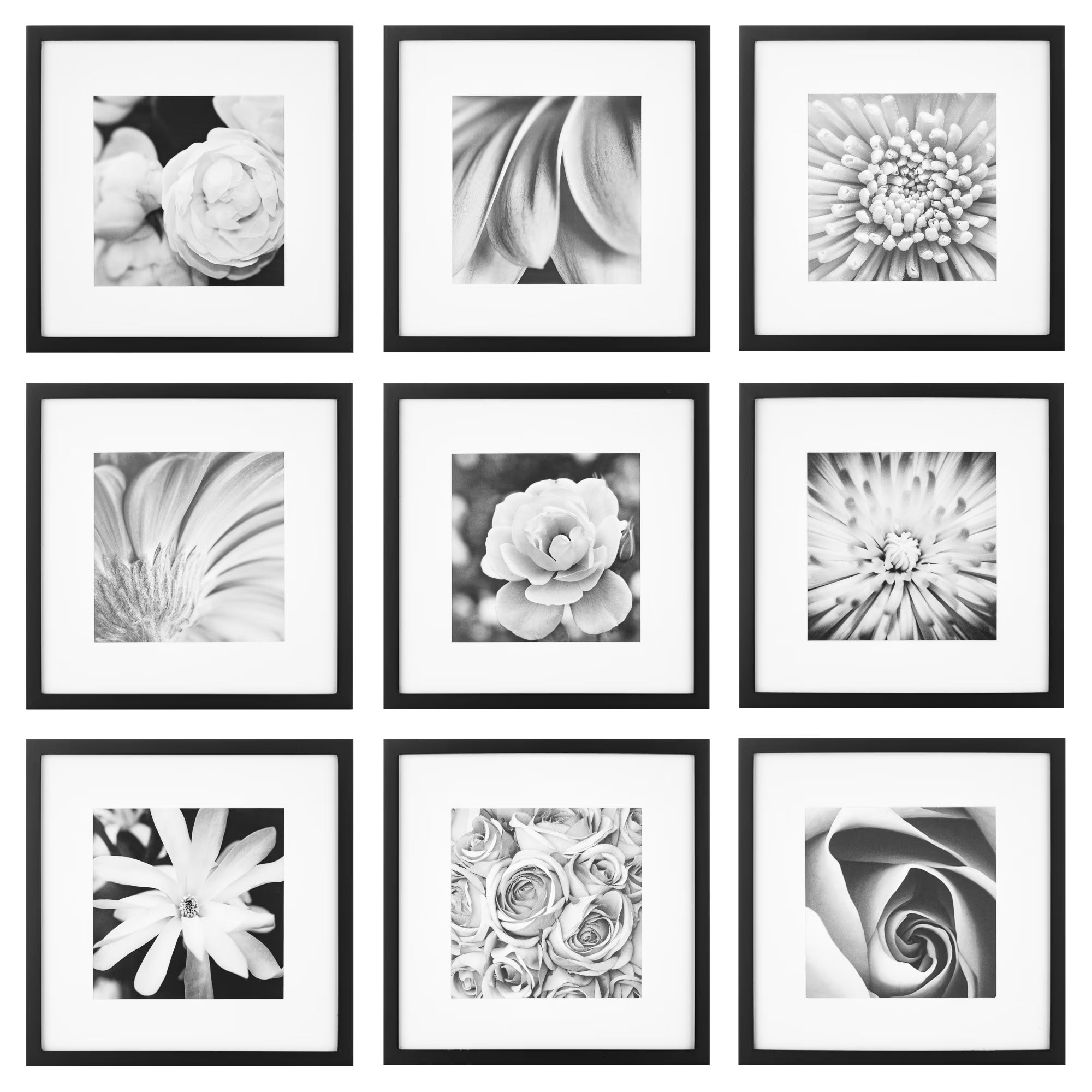'S 9-Piece, Gallery Wall Frame for 8" X 8" or 12" X 12" Photos - Black