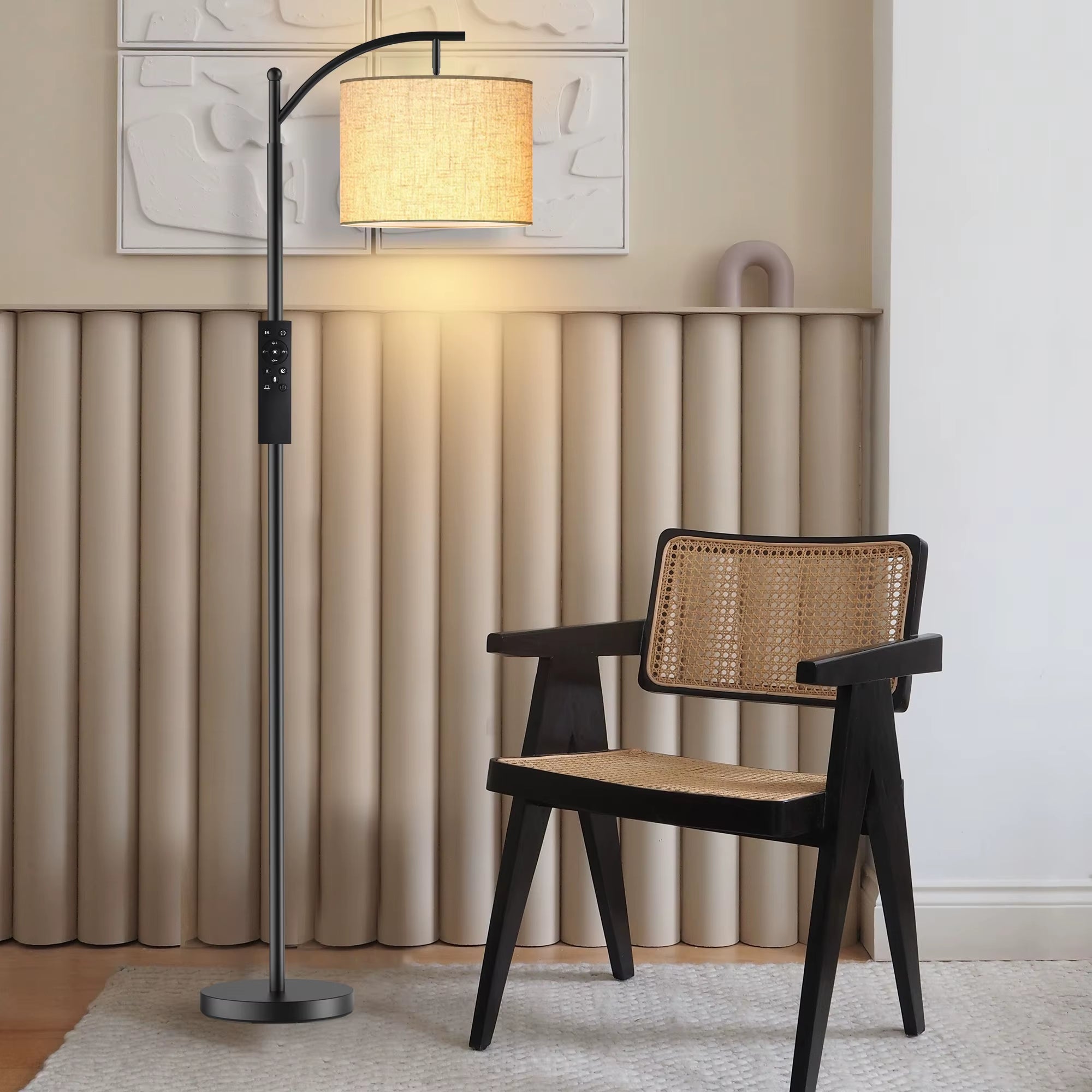 62" Arched Floor Lamp with Remote Control and Bulb Included