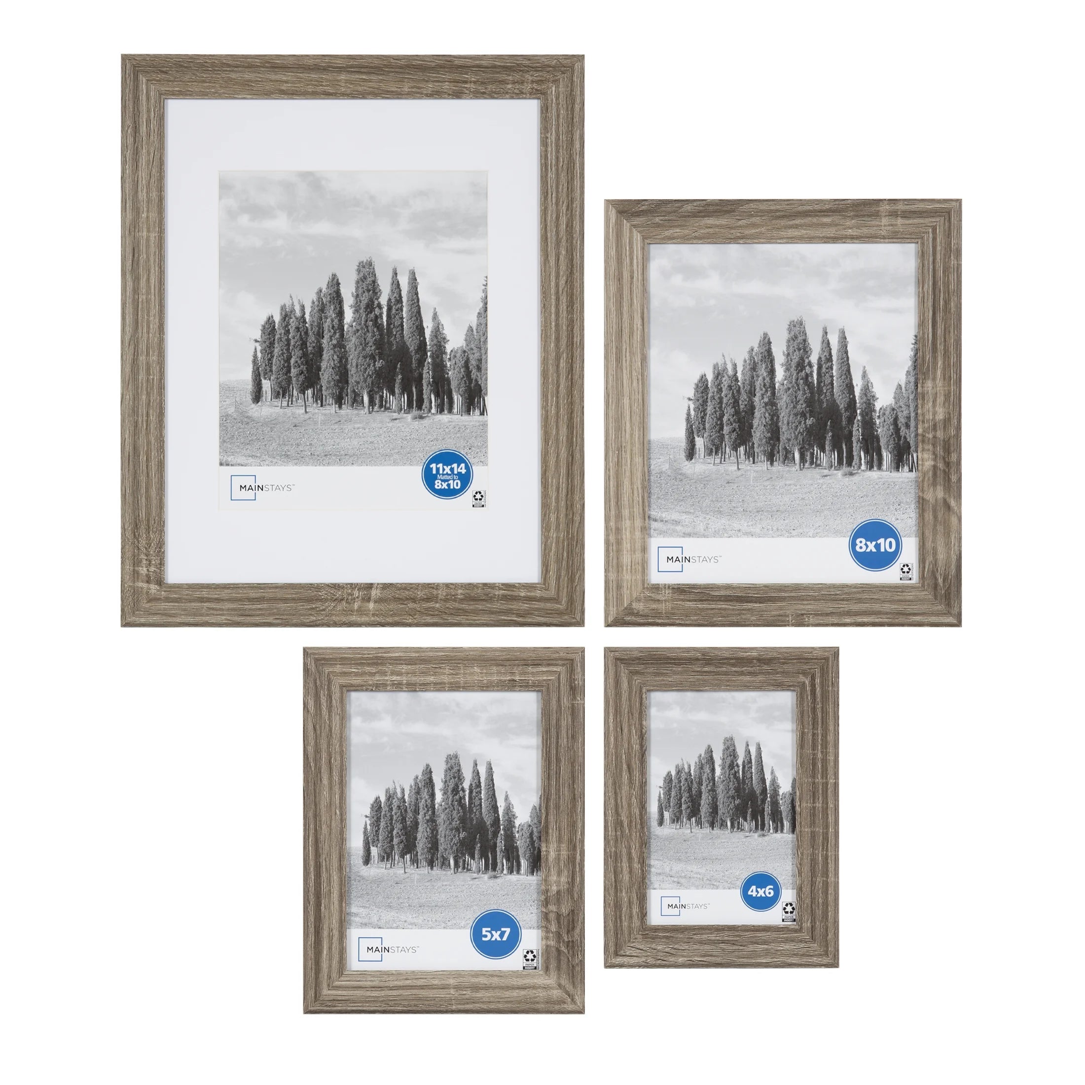 4X6 Traditional Gallery Wall Picture Frame, Rustic Gray, Set of 4