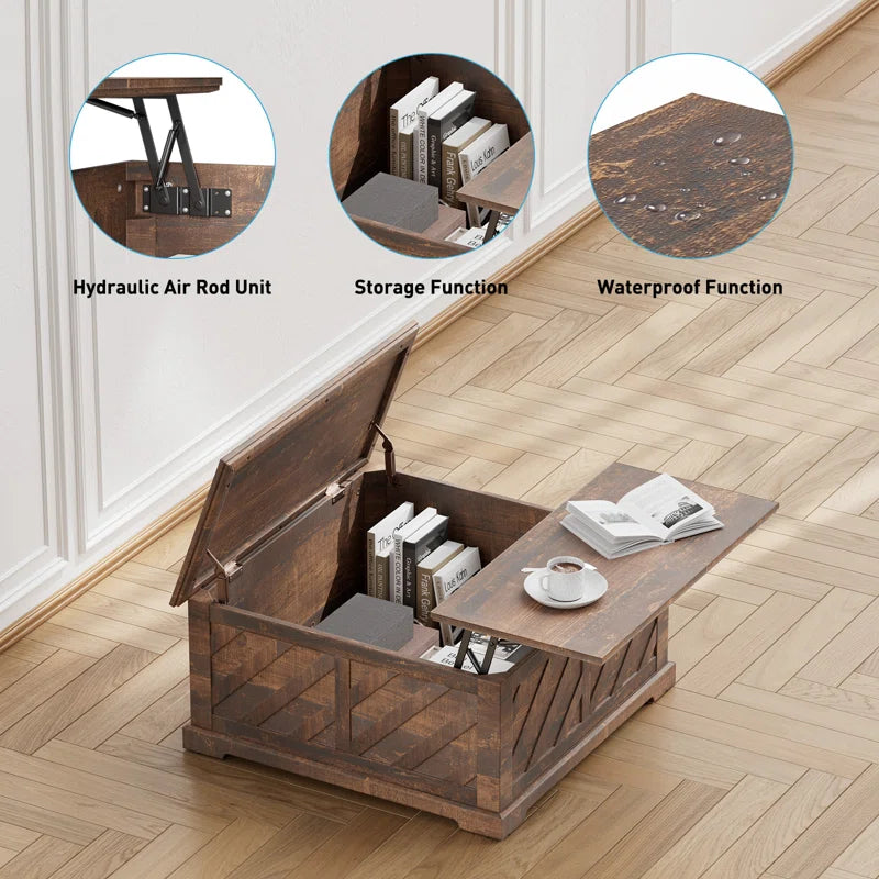 Nilla Wood Storage Coffee Table with Lift Top
