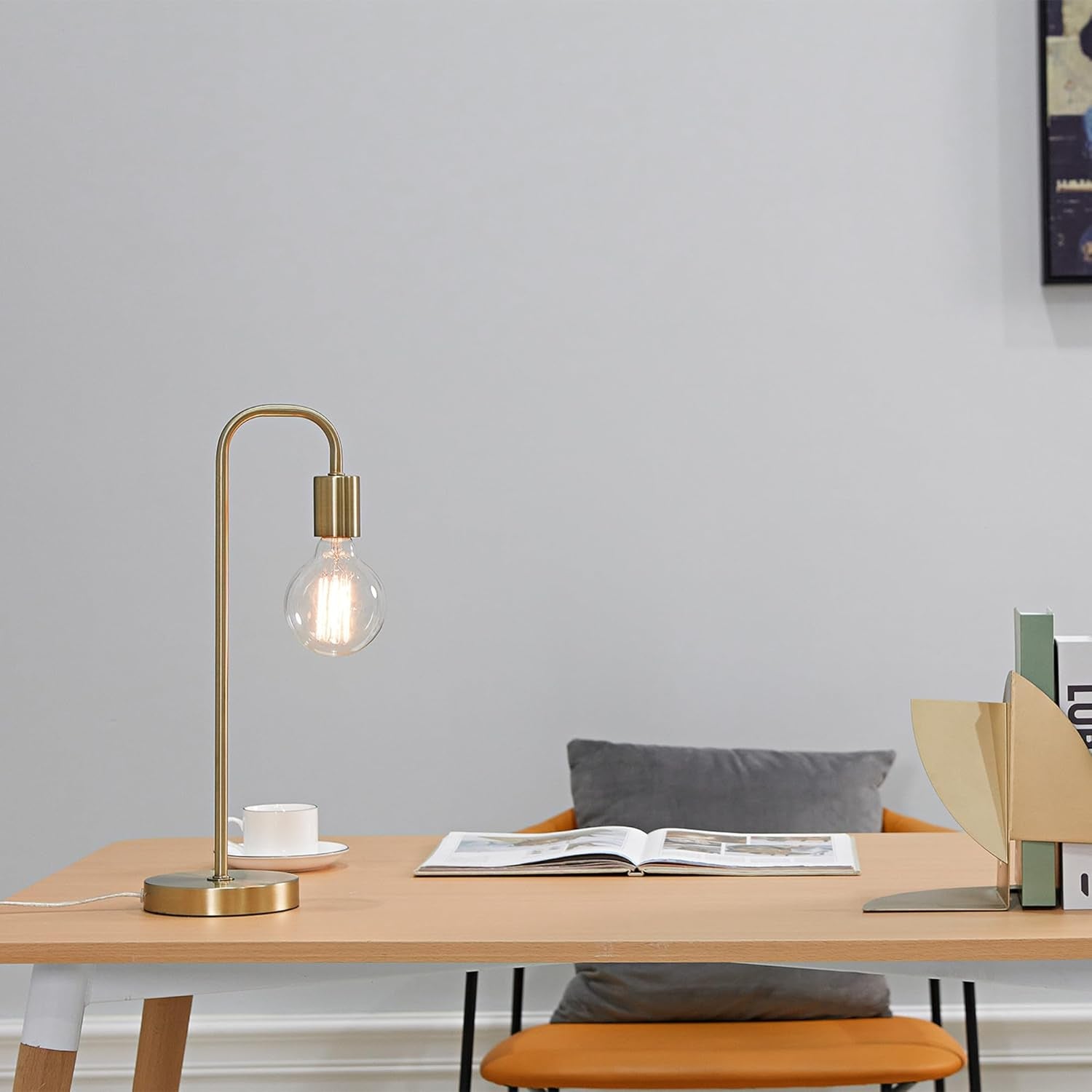 Electric 67433 Holden 18" Table Lamp, Matte Brass, Modern, Night Stand, Bedroom Décor, Living Room, Bedside Light