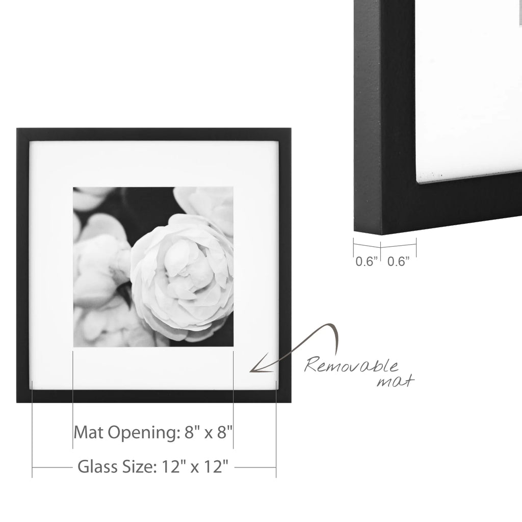 'S 9-Piece, Gallery Wall Frame for 8" X 8" or 12" X 12" Photos - Black