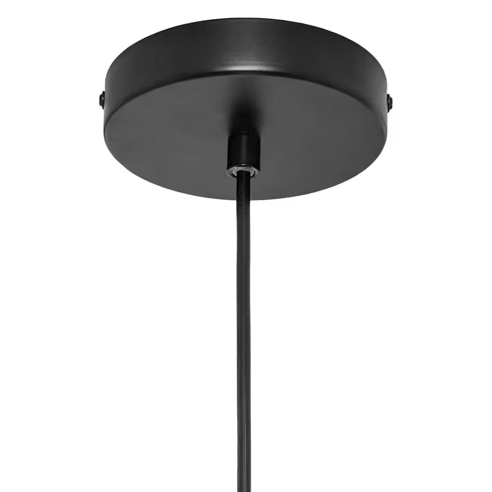 Everett 13 In. 1-Light Black Pendant with Natural Rattan Metal Shade