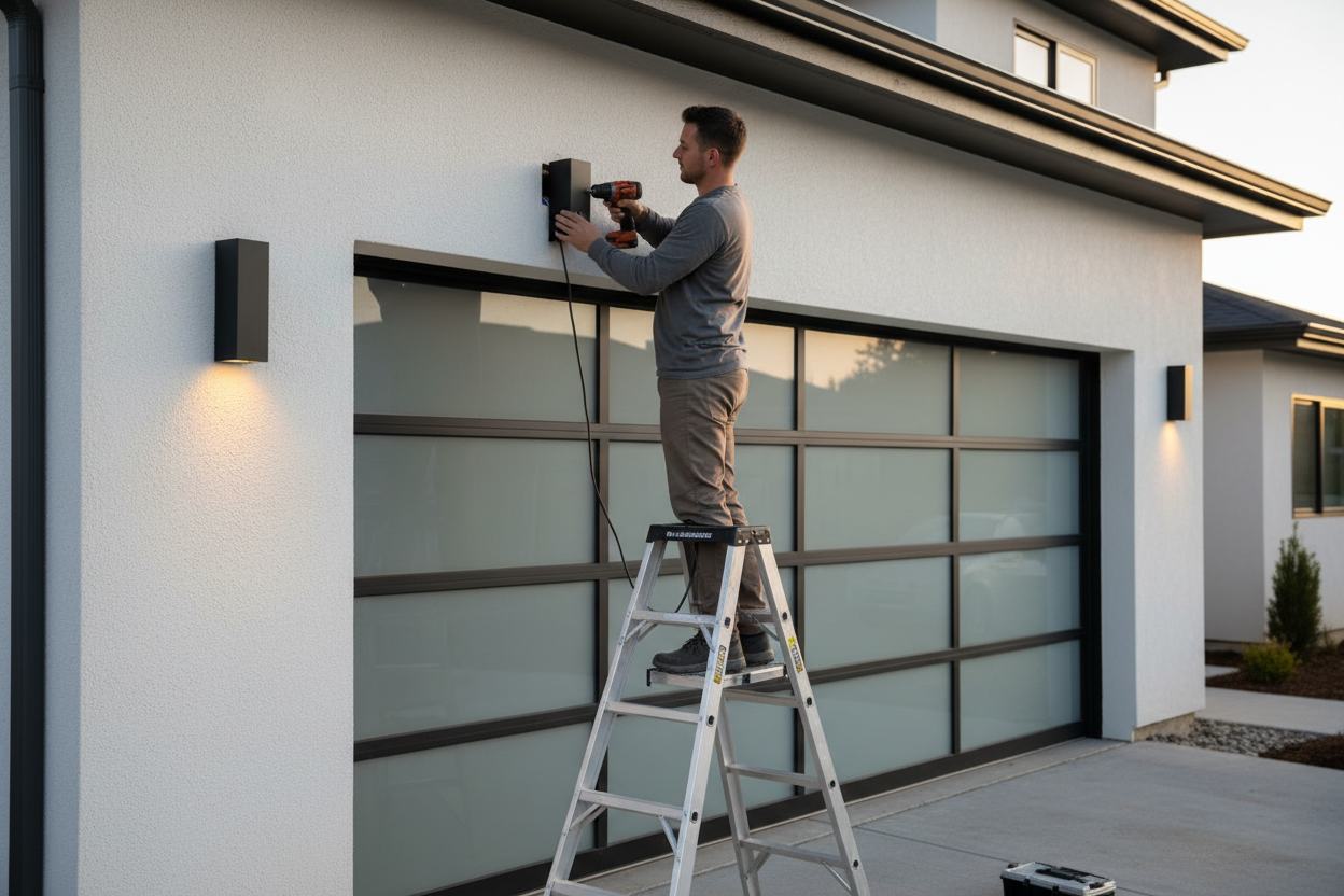 have him installing wall ights